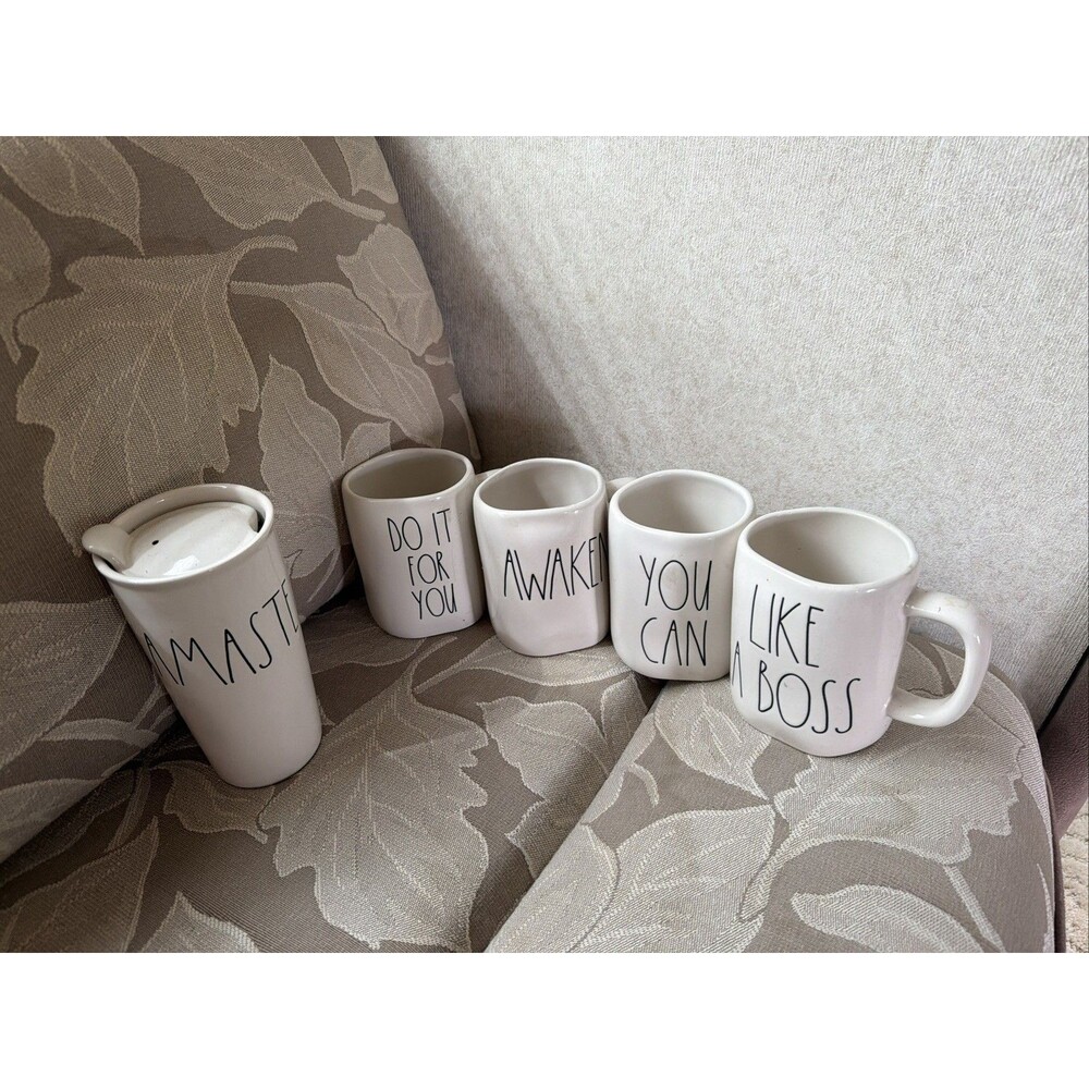 Rae Dunn Lot of 5 mugs and coffee cup